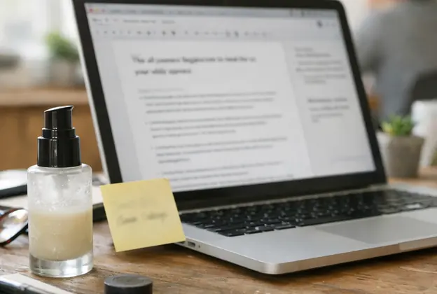 Content creation workspace, clean aesthetic